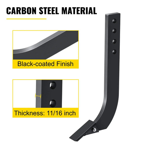 Heavy Duty 18 Inch Box Blade Scarifier For Tractors shown with carbon steel shank, four-hole mount, black finish.