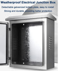 Weatherproof Stainless Steel Electrical Enclosure Box For EV Chargers Lockable Wall Mounted Junction Box With Internal Mounting Panel, open front view
