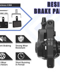 Hardcore Mechanical Mountain Bike Disc Brake Caliper Kit Paired With 160Mm Steel Rotors And Wear Resistant Resin Pads showing dimensions and features.