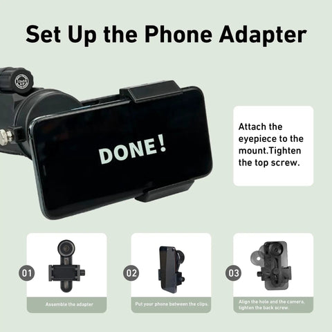 Setting up phone adapter for 15x52 HD Monocular With Tripod For Hunting, Bird Watching, Hiking, And Travel, High Power Scope