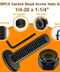 30-Piece Do It All 1/4-20 By 1-1/4 Inch Stainless Steel 304 Flat Head Hex Socket Cap Bolts Kit With Nylon Insert Lock Nuts And Hex Spanner For Furniture Hardware Zinc Plated image showing bolts, nuts and spanner