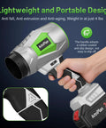 Ridiculously Lightweight Cordless Leaf Blower With 950000 RPM Power in hand demonstrating lightweight design