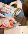 Heavy Duty Sandpaper Sheets For Wood And Metal Projects Super Grippy Silicon Carbide Grip in hand for smoothing surfaces.