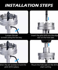 Heavy Duty Tungsten Carbide Hole Saw Kit With Pilot Bits And Hex Key installation steps for stainless steel and hard metals