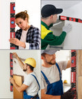 Pro Grade Folding Level With 5 Sections, Multi Angle Magnetic Aluminum Ruler used on corners and stairs by multiple users.