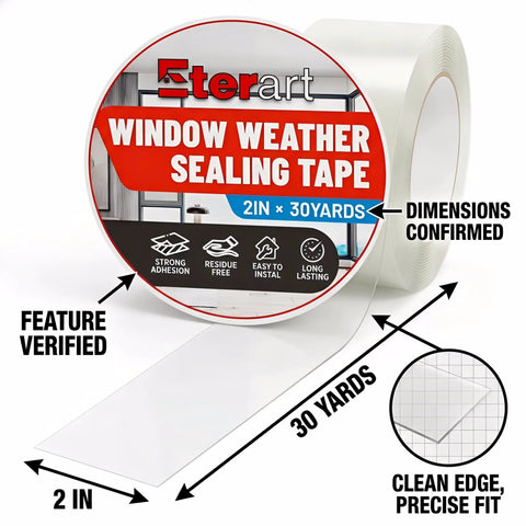 Heavy Duty Weatherproof Seal Tape 2 Inch By 30 Yards Blocks Drafts And Rain Leaks With Waterproof Adhesive No Residue Weather Stripping