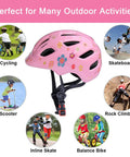 Toddler Bike Helmet For 1 Year Old And Up Adjustable Multi Sport Safety Gear Flower Pattern