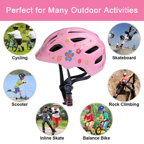 Toddler Bike Helmet For 1 Year Old And Up Adjustable Multi Sport Safety Gear Flower Pattern
