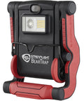 BearTrap 61520 2000 Lumen Multi Function Work Light With Magnetic Base And Hang Hook, red and black, folded position