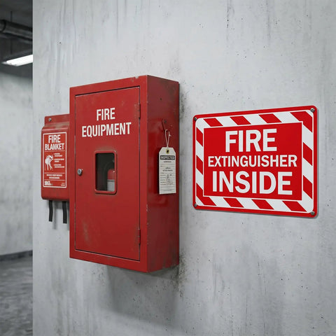 Two Pack Fire Extinguisher Inside Sign 10 By 7 Inches Rust Free Reflective Aluminum Rock Solid Construction Hella Visible Faded Proof Weatherproof Snap To Install For Building Code Compliance And Emergency Safety Readiness
