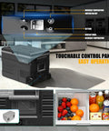 Control panel of Dual Zone Portable Fridge And Freezer With Heavy Duty Wheels, 42Quart Electric Cooler showing temperature settings.