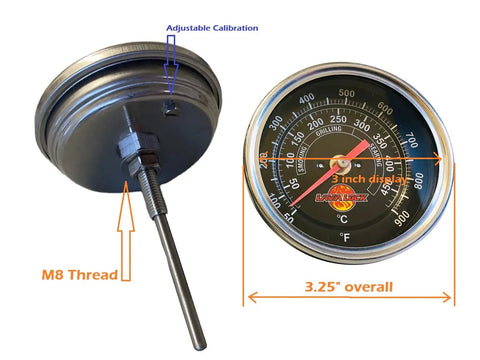 Black Face BBQ Grill Thermometer 50F To 900F High Temp Range Heavy Duty Built Tough Premium Quality Smoker Thermo with 3 inch face