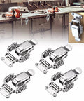 Spring Loaded Latch Set 4Pcs Stainless Steel Draw Latch Hardware For Toolboxes Cabinets Chests Boxes And Wooden Cases Rust Resistant Hasp Locks In Small And Large Sizes shown with usage example in workshop
