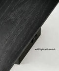 Black Wall Lights for with Switch,Nature Wood Wall Lamp Modern Design, top view showcasing the switch and wood finish.