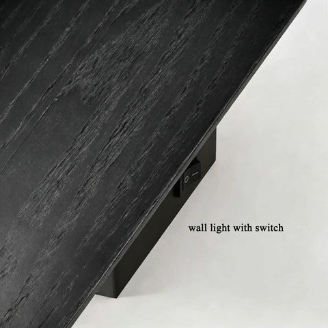 Black Wall Lights for with Switch,Nature Wood Wall Lamp Modern Design, top view showcasing the switch and wood finish.