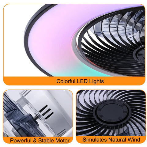 22 Inch RGB Ceiling Fan With Lights And Ambient Festival Glow Built In Speaker Remote And App Control Music Rhythm Mode