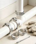 Premium Hose Clamps 24 Piece Set. Heavy Duty Stainless Steel Worm Gear Assortment Kit For Fuel Lines, Plumbing, Automotive Mechanic Repairs Radiator And Garden Hoses Ranging From One Quarter In To Two Inches Wide on PVC pipes