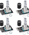 KY-040 360 Degree Rotary Encoder Module With Knob Cap Pack Of Four, 5V Operation, 20 Pulses, Smooth Clicks, Easy Mount for Arduino