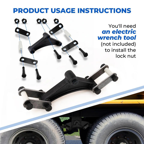 Heavy Duty Trailer Shackle Kit For Double Eye Leaf Springs Fits 3.5K To 7.2K Axles with installation instructions and tools