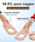 Heavy Duty Copper Wire Lugs Kit 20 Pcs Bare Copper Ring Terminals For 12 To 10 AWG Cables One Quarter Inch M6 Ends Marine Grade Battery Cable Lugs With 20 Pcs Three To One Heat Shrink Tubing For Quick Easy Secure Connections