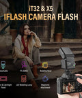 Woman sitting on steps with TTL Camera Flash For Sony With X5S Trigger Kit Diffuser Magnetic Hotshoe And Two In One Wireless Trigger.