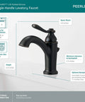 Elmhurst Handle Bath Faucet Oil Rubbed Bronze For One Or Three Hole Four Inch Install Includes Optional Deck Plate And Fifty Fifty Pop Up Drain ADA Compliant And WaterSense Labeled For Efficient Water Use, side view