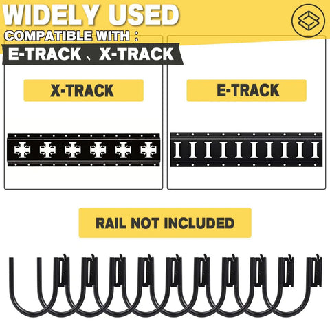 Beefed Up E Track J Hooks 10 Pack 0.5 Inch Solid Steel 1500 Pound Load For Cargo Tie Down Systems compatibility with E-Track and X-Track