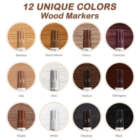 Top Drawer Wood Furniture Touch Up Markers Set Comes With Twelve Realistic Blend Pens Plus A Suede Rag To Beat Back Nicks Scratches And Fading On Your Best Home Pieces Fast, showcasing twelve unique colors.