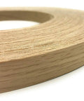 Close-up of White Oak Edge Banding Roll 7/8 Inch By 500 Ft Non Glued Real Wood Veneer Edging With Smooth Sanded Finish.