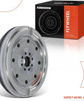 Badass Straight Swap Dual Mass Flywheel Slick Replacement Fits Audi A3 And Tt Quattro Plus Volkswagen Gti And Eos Cars, silver finish, displayed with packaging.
