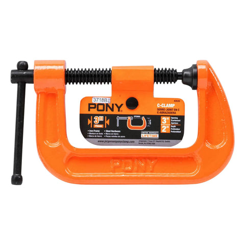 Heavy Duty 3 Inch C Clamp For Woodworking And Diy Projects Featuring Powder Coated Orange Ductile Iron Frame Zinc Plated Acme Screw And Rock Solid 800 Pound Grip For Garage Tasks