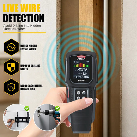 Solid Five In One Stud Finder Wall Scanner With Bright Laser Line For Dead On Wood Stud And Live Wire Detection Slick Pipe Scan Moisture Check Essential Handyman Tool For Homeowners