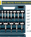Hex Shank Forstner Bit Set 16 Piece Wood Drill Bit Kit With Multi Sided Shanks For Smooth Fast Drilling For Cabinets And Furniture DIY Projects