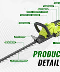 20V Cordless Hedge Trimmer With 2X5.0Ah Batteries And Charger, 20 Inch Electric Tree And Grass Trimmer With Rotatable Handle, Green