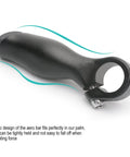 Two Piece Handlebar End Grips For 20 To 23 Mm Bars Road Bike And MTB Aluminum Alloy, close-up of black grip with secure fit design.