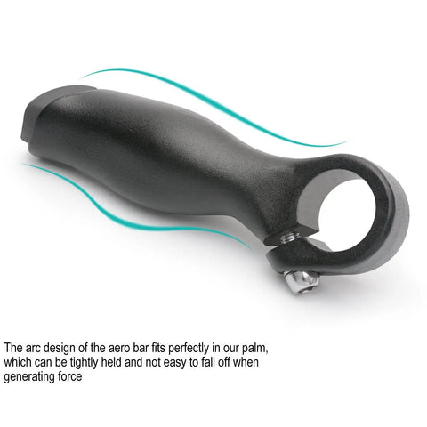 Two Piece Handlebar End Grips For 20 To 23 Mm Bars Road Bike And MTB Aluminum Alloy, close-up of black grip with secure fit design.