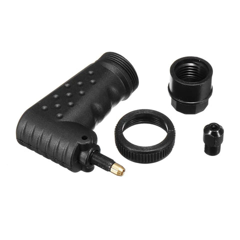 Right Angle Converter Attachment For Rotary Tools Compatible With Dremel 4000 3000 8200 Series, black ergonomic adapter with fittings.