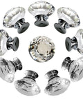 100 Pack Clear Acrylic Cabinet Handles With Zinc Alloy Base 30mm Crystal Drawer Pulls For Kitchen Cabinets And Wardrobes, circular arrangement of clear drawer knobs