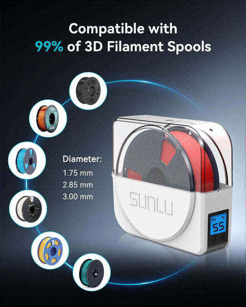 Filament Dryer Enclosure With Built-In Circulation Fan For 3D Printer Filament 1.75 2.85 3.00 mm S1 Plus White Storage Box