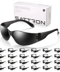24 Pack Tinted Safety Glasses With Dark Smoke Polycarbonate Lenses For UV Protection, Scratch And Impact Resistance