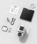 Dual Lens Solar Wireless Outdoor Security Cameras No Blind Spots With 2K Full HD Video And 360 Degree Pan Tilt Color Night Vision