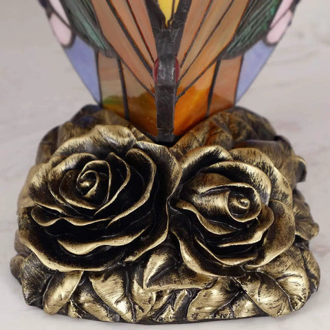 Base detail of Butterfly Tiffany Style Stained Glass Accent Table Lamp Night Light for Bedroom and Living Room with Inline Switch