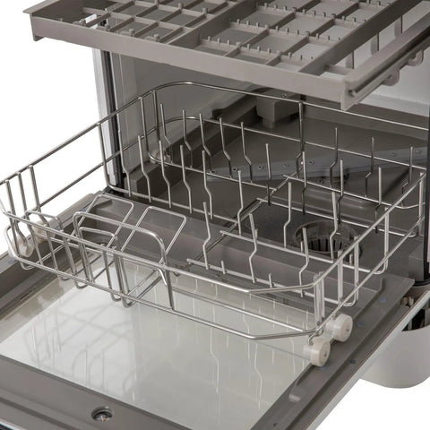Interior view of Portable Countertop Mini Dishwasher featuring rack and wash compartment for easy loading.