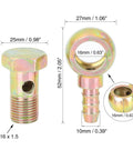 Two Sets 16mm Banjo Hose Barb Bolt Fitting With Bronze Tone Washers And Copper Spacers For Motorcycle And Car 4 Pieces