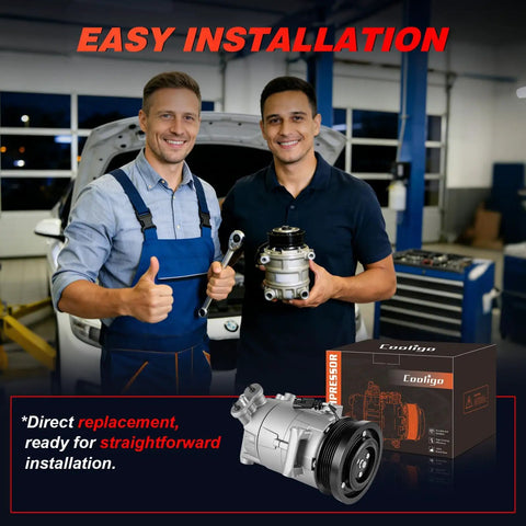 Pro Grade AC Compressor With Clutch And Five Groove Pulley Fits Chevy Equinox 1.5L 2018 2019 2020 showcased by two installers.