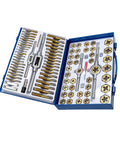 Premium 86-Piece Metric Tap Die Set With Full Assortment of Alloy Steel Taps Dies Gauges And Heavy Duty Wrenches For Precision Thread Cutting In Service Work And DIY Projects That Actually Rock, open case