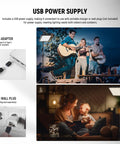 Two Pack Bi Color LED Video Lights With 59 Inch Tripod Stands and Phone Holders, USB adapter, USB wall plug, outdoor use