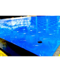Dead Nuts Accurate 48 By 48 Inch Platform Floor Scale With Digital Indicator for Warehouse Shipping close-up of textured blue surface.