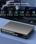 18 Port 2.5Gb Unmanaged Ethernet Switch with 16 2.5G Base-T Ports and 2 10G SFP+ Uplinks for NAS PC Wireless APs and WiFi 6 Routers