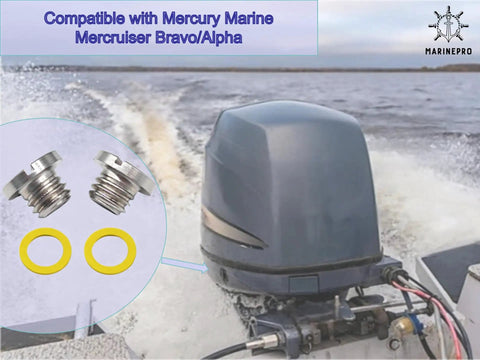 2 Pack Lower Unit Oil Drain Plug Kit With Screws And Gaskets For Mercury MerCruiser Bravo Alpha1 Gen 2 Outboards 40 50 60 70 75 90 115HP Premium 304 Stainless Steel Fits 10 79953Q2 10 79953A2 18 2244